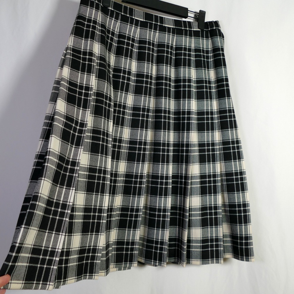 Vintage Pendleton Wool Plaid Pleated Midi Skirt Size 14 Dark Academia Old Money